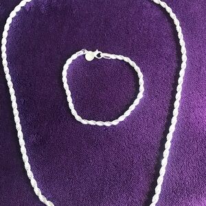 Elegant Sterling Silver Necklace and Bracelet Set